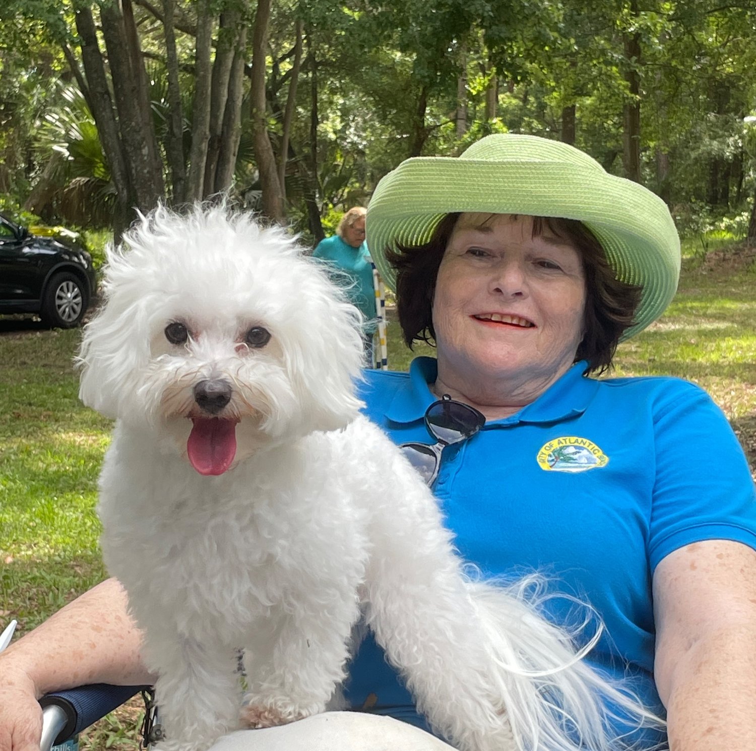 Atlantic Beach commissioner Candace Kelly with her dog, George.